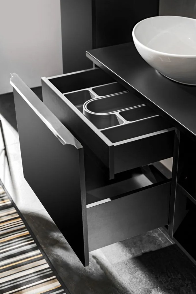 Comad Santa Fe Black badkamermeubel 60cm zwart mat met mat witte waskom