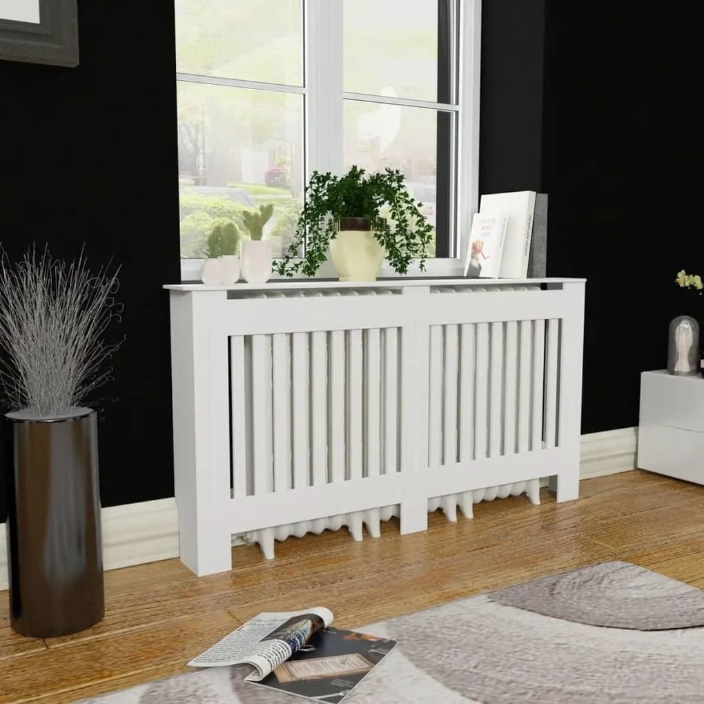 vidaXL Radiatorombouw MDF wit 152 cm