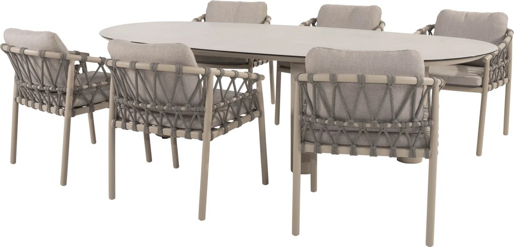Denia Piacenza dining tuinset 240x105xH75 cm 7 delig keramiek latte Taste 4SO