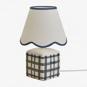 Pirela Tafellamp Van Keramiek En Linnen, 35 Cm Marine Blauw - Sklum