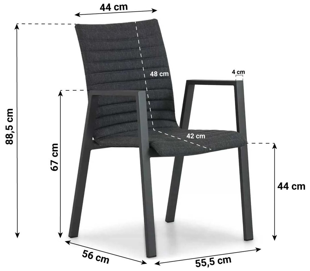 Tuinset 4 personen 85 cm Aluminium/textileen Grijs Osmen Joliet/Venustas