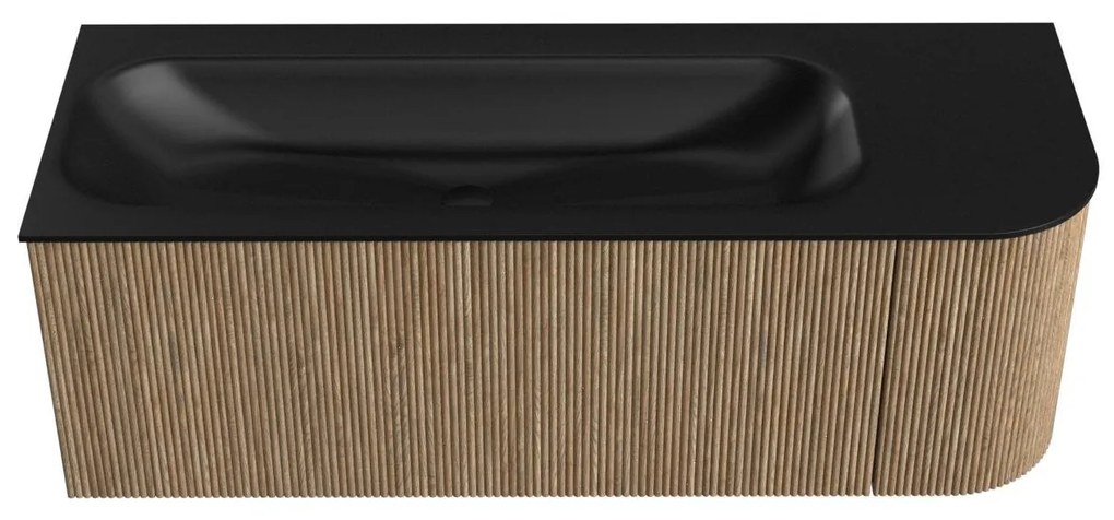Mondiaz Kurve 125cm badmeubel ronding rechts dusk met 1 lade en deur en wastafel big medium links zonder kraangat urban