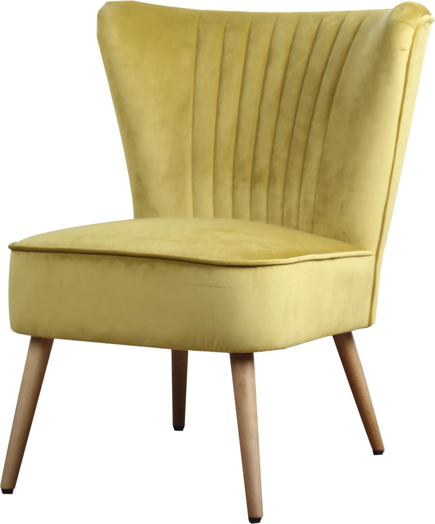 Fauteuil - Eva - stof Velours okergeel