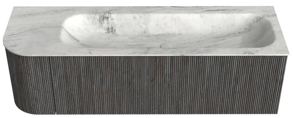 Mondiaz Kurve-dlux 145cm badmeubel ronding links shadow met 1 lade en deur en wastafel big large rechts zonder kraangat opalo