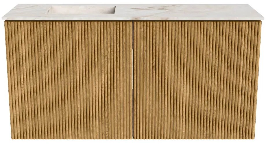 Mondiaz Joya DLux 80cm toiletmeubel oak met wastafel faye links zonder kraangat frappe