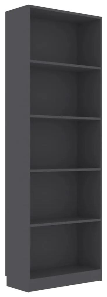 vidaXL Boekenkast met 5 schappen 60x24x175 cm bewerkt hout grijs