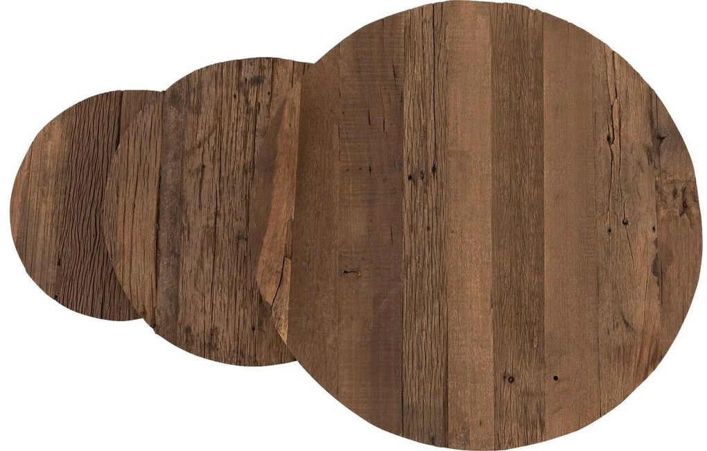 Goossens Eco Salontafel Otik rond, hout teak onbewerkt, urban industrieel, 77 x 47 x 77 cm