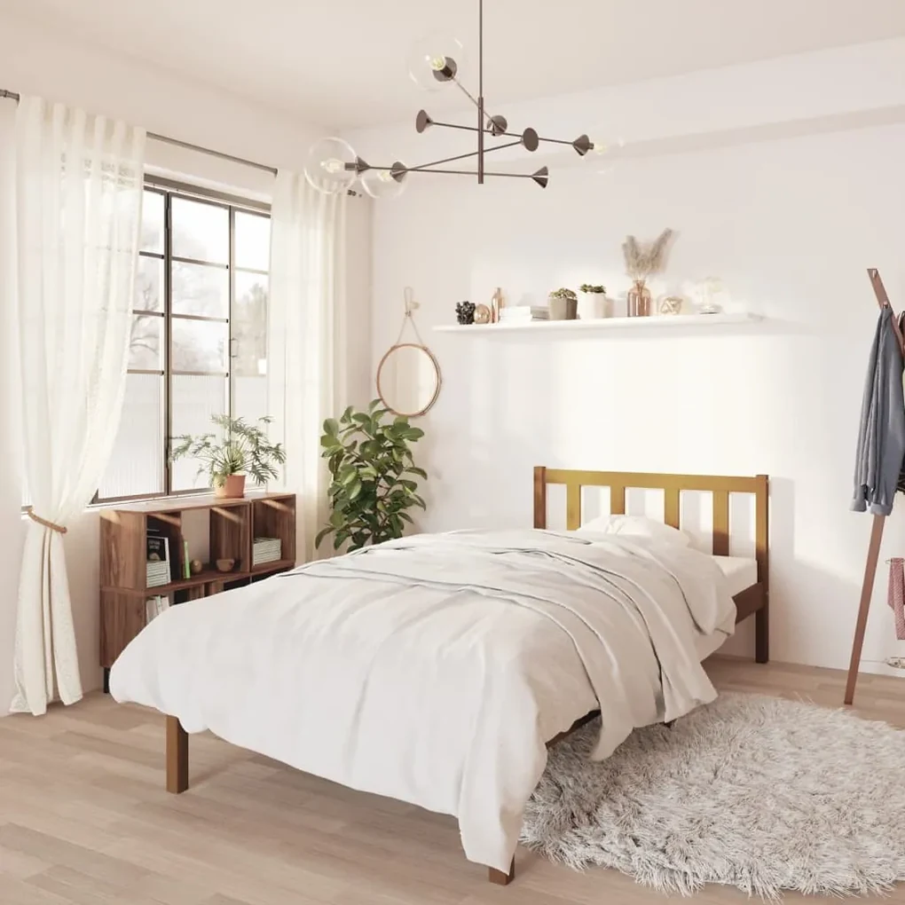 vidaXL Bedframe massief grenenhout honingbruin 90x190 cm 3FT Single