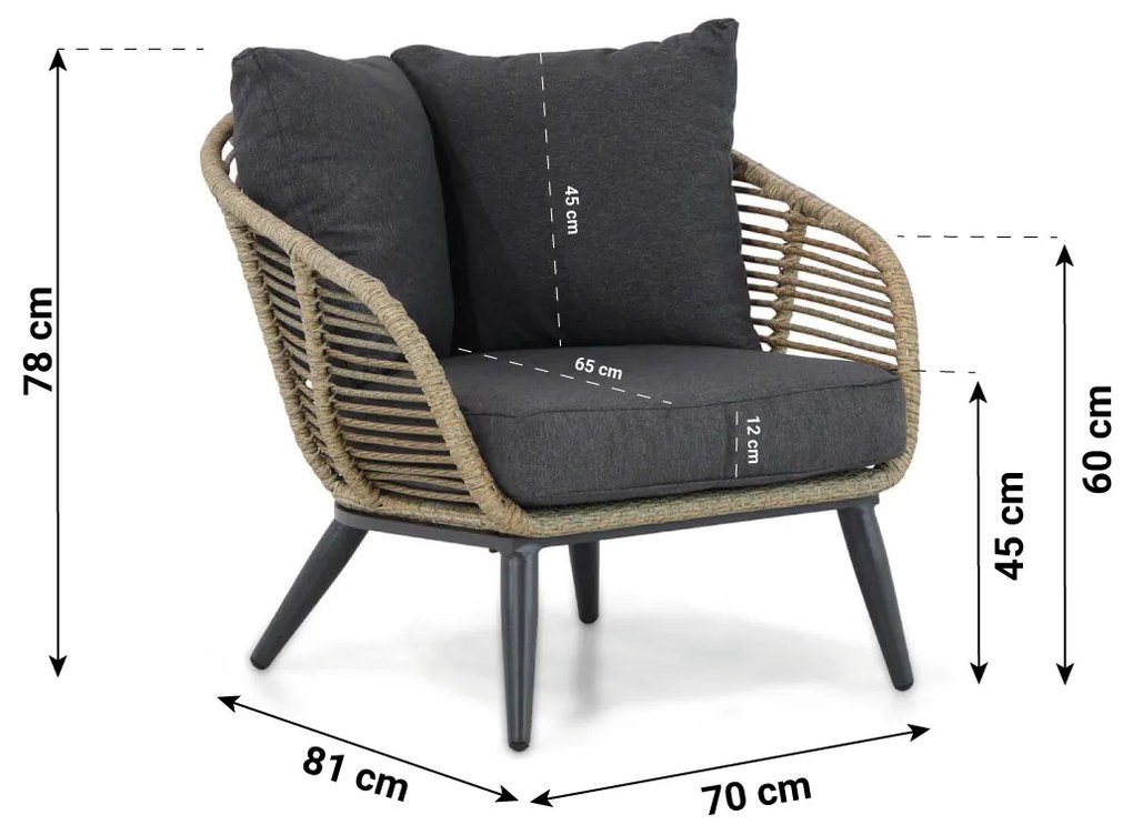 Bistroset 2 personen  Wicker Taupe Coco Coco Leonardo