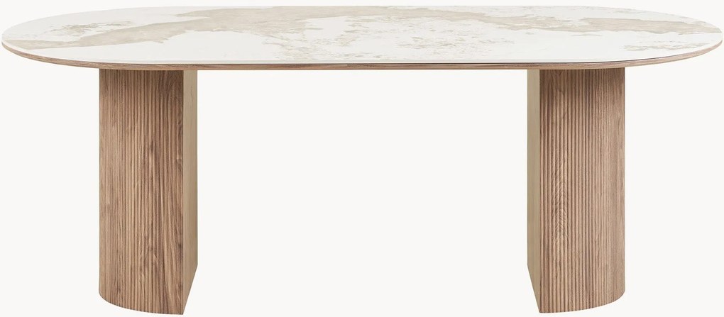 Ovale eettafel Athens met marmerlook blad, 210 x 100 cm