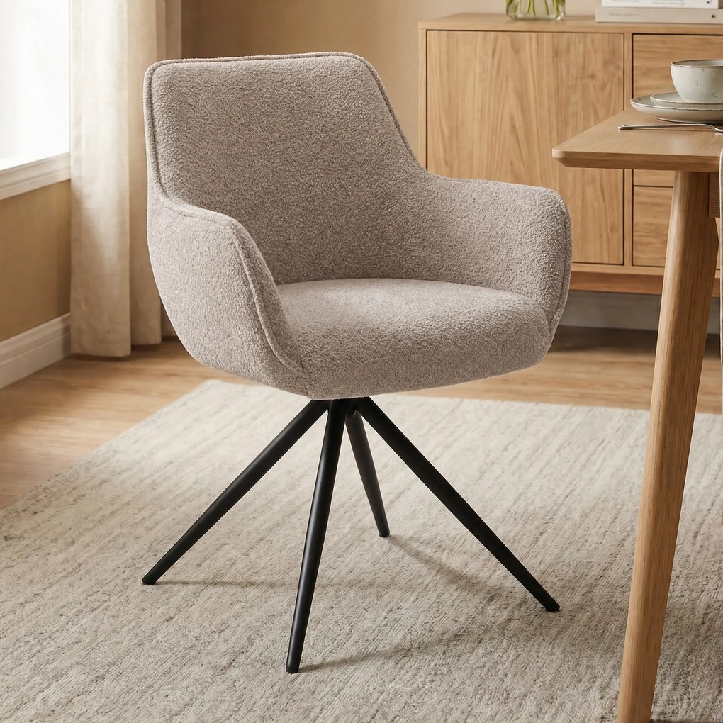 Boucle Stoel Draaibaar Taupe