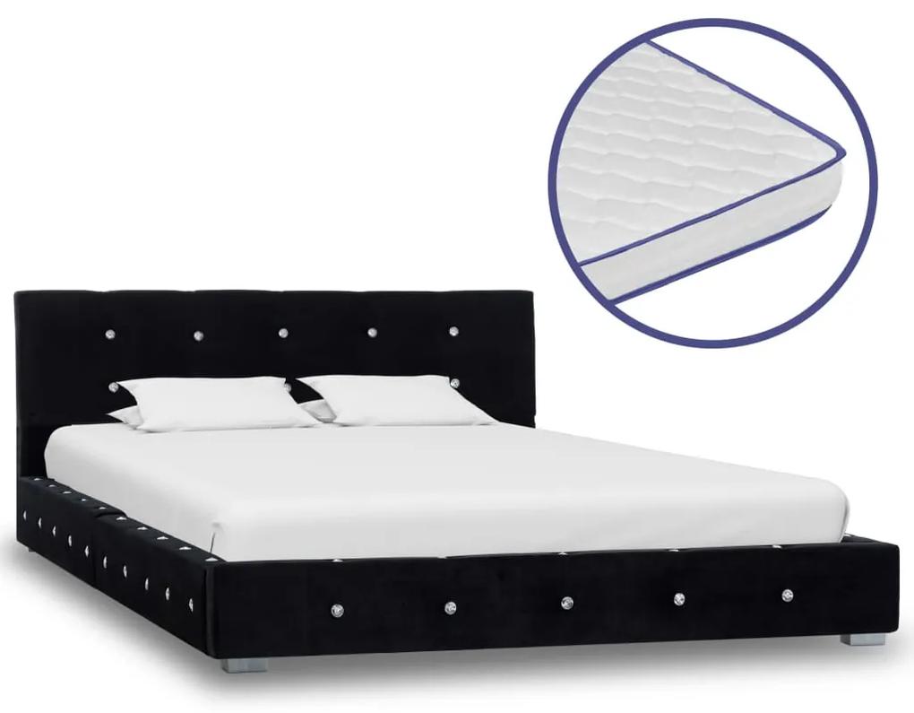 vidaXL Bed met traagschuim matras fluweel zwart 120x200 cm
