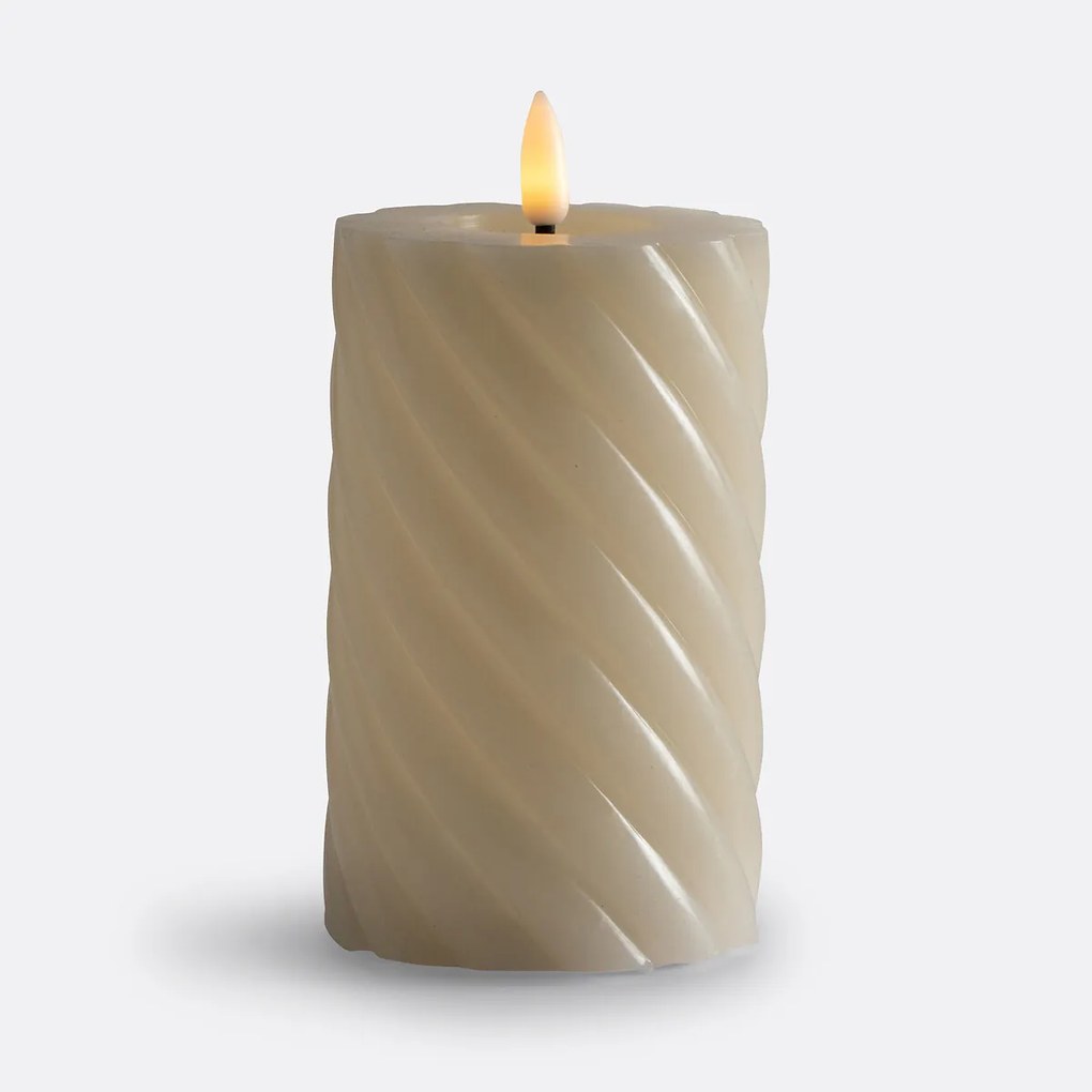 Gedraaide LED kaars in wax H14,8 cm, Caspar