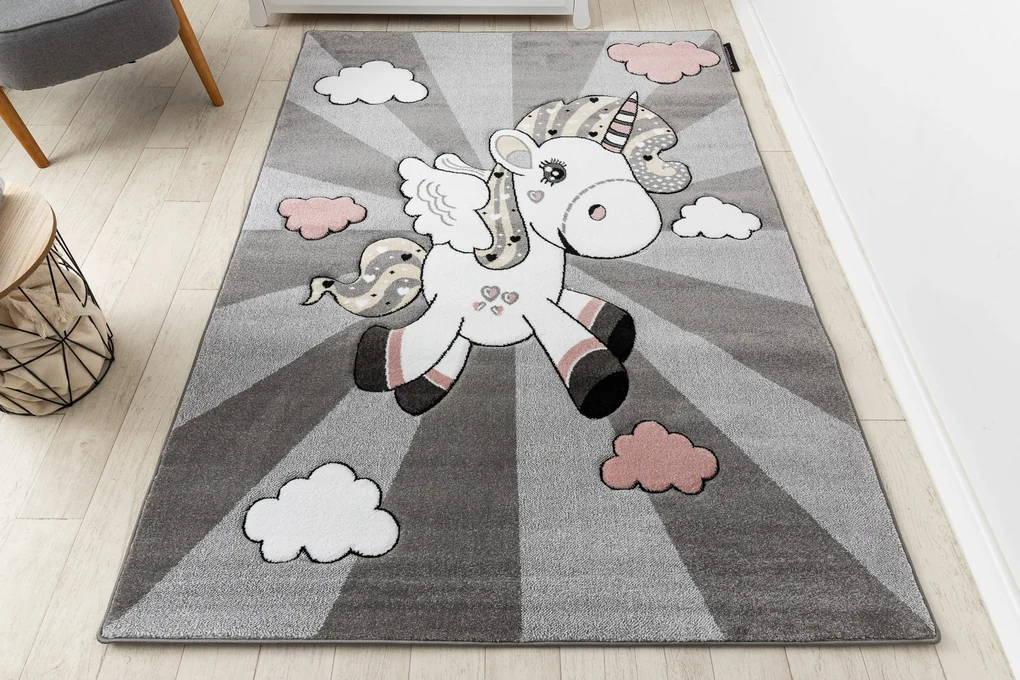 Tapijt PETIT UNICORN EENHOORN grijskleuring