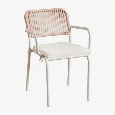 Stapelbare Tuinstoel Met Armleuningen Van Gevlochten Touw Arhiza Naakt Beige - Sklum