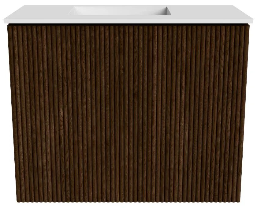 Mondiaz Joya 50cm toiletmeubel walnut met wastafel faye links 1 kraangat talc