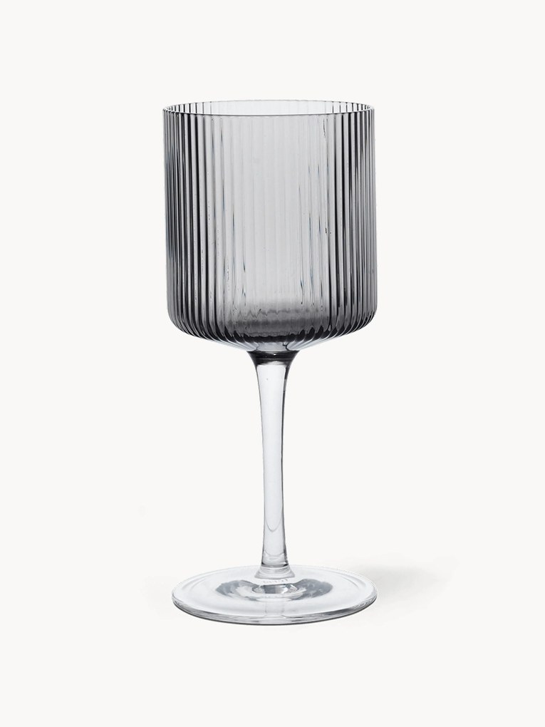 Mondgeblazen witte wijnglazen Ripple met groefreliëf, 2-delig