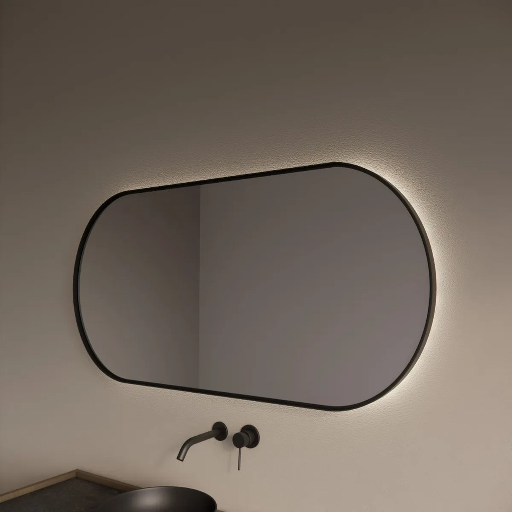 Gliss Design Aura spiegel met LED-verlichting 140x70cm mat zwart