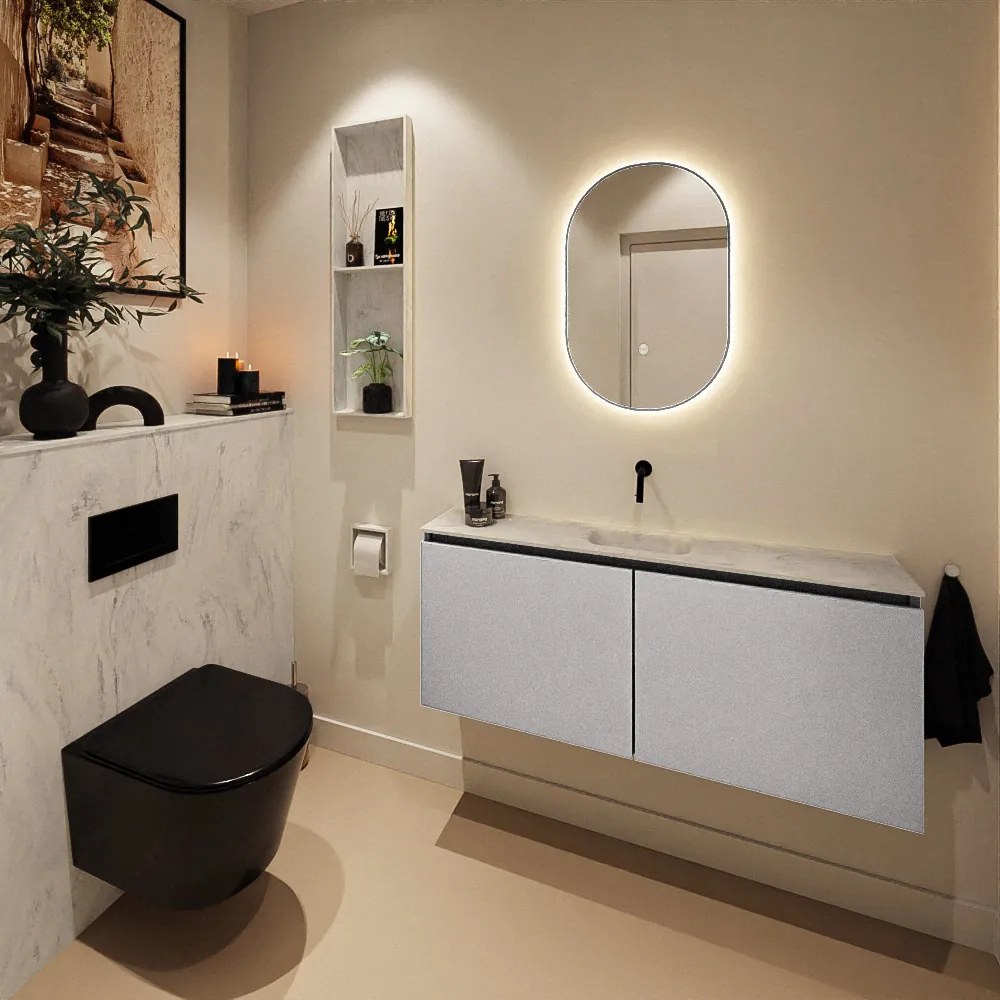 Mondiaz Ture DLux toiletmeubel 120cm plata met wastafel opalo midden zonder kraangat