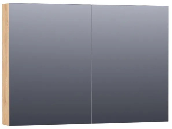 Saniclass Plain Spiegelkast - 100x70x15cm - 2 links/rechtsdraaiende spiegeldeuren - MFC - nomad SK-PL100NM