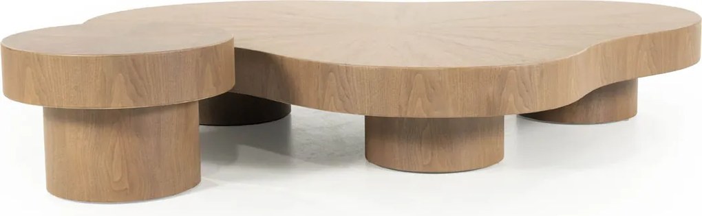 Eleonora Bobbie Ronde Bijzettafel Lichtbruin Hout - 45 X 45cm.