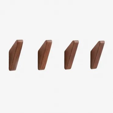Pack Van 4 Houten Wandhaken Brana Donker Acaciabruin - Sklum