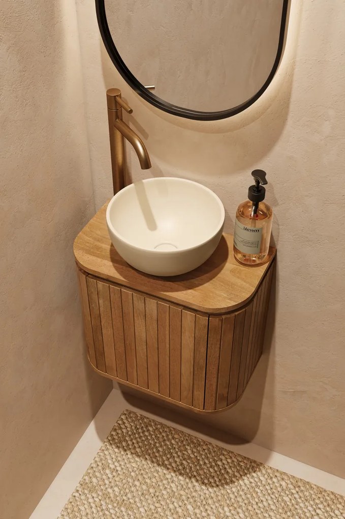 Livli Estrela toiletmeubel links 40cm ribbelfront met waskom in ivoor