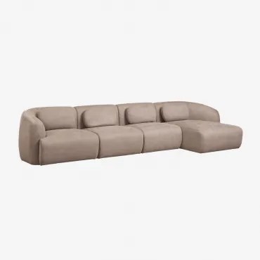 4-delige Modulaire Rechter Chaise Longue Bank In Chenille Coquette Chenille Tarwebruin - Sklum