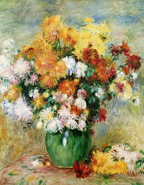 Kunstreproductie Bouquet of Chrysanthemums, c.1884, Pierre Auguste Renoir