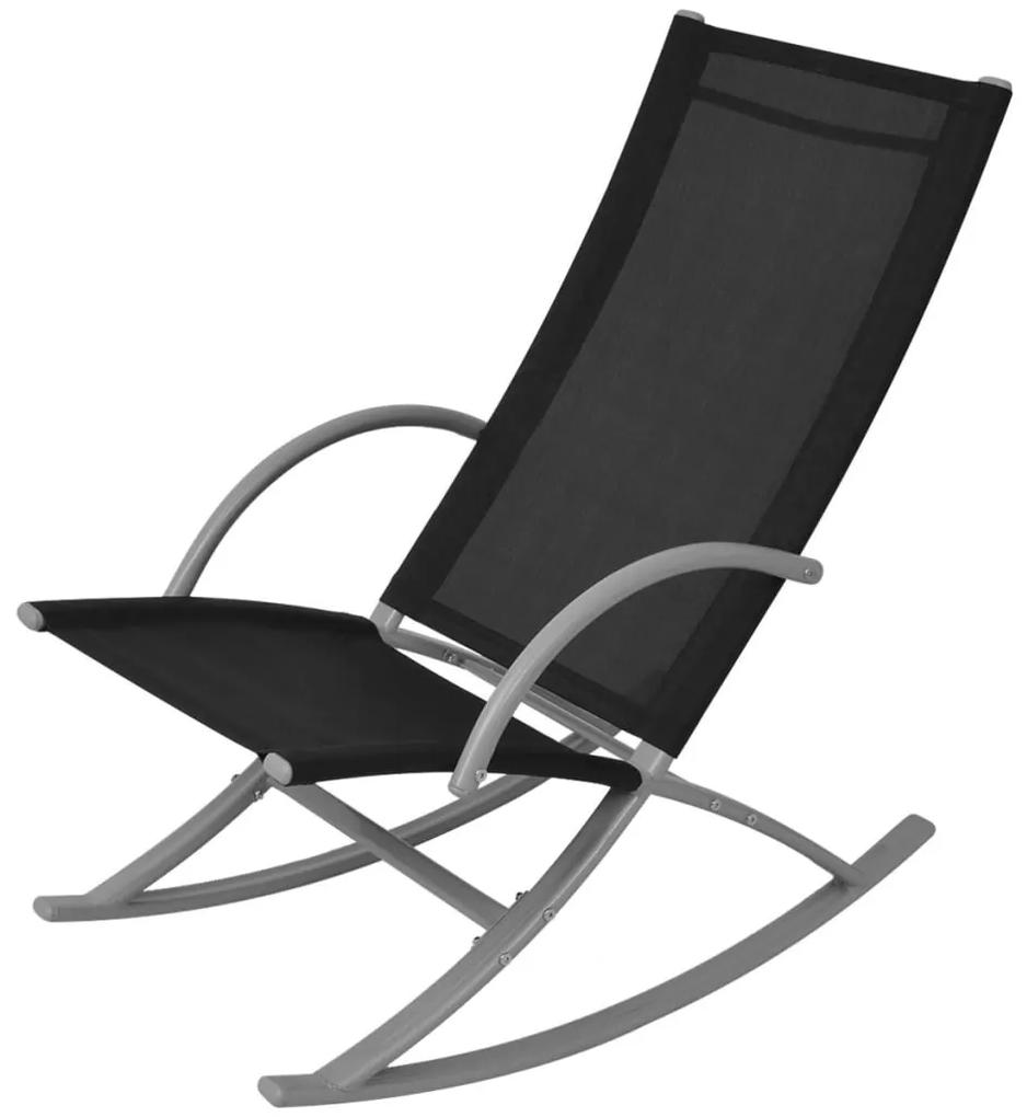 vidaXL Tuinschommelstoelen 2 st staal en textileen zwart