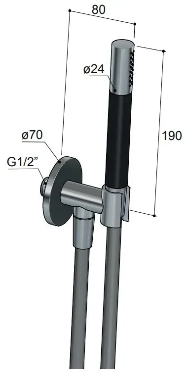 Hotbath Cobber Staaf Handdouche met douche aansluiting en opsteek Zwart Chroom M440