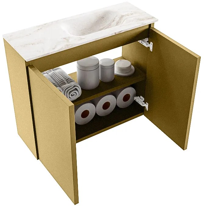 Mondiaz Ture DLux toiletmeubel 60cm oro met wastafel frappe rechts met kraangat