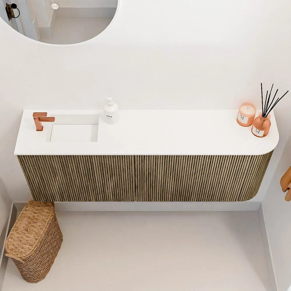 Mondiaz Joya 110cm toiletmeubel ronding rechts dusk met wastafel faye links 1 kraangat talc