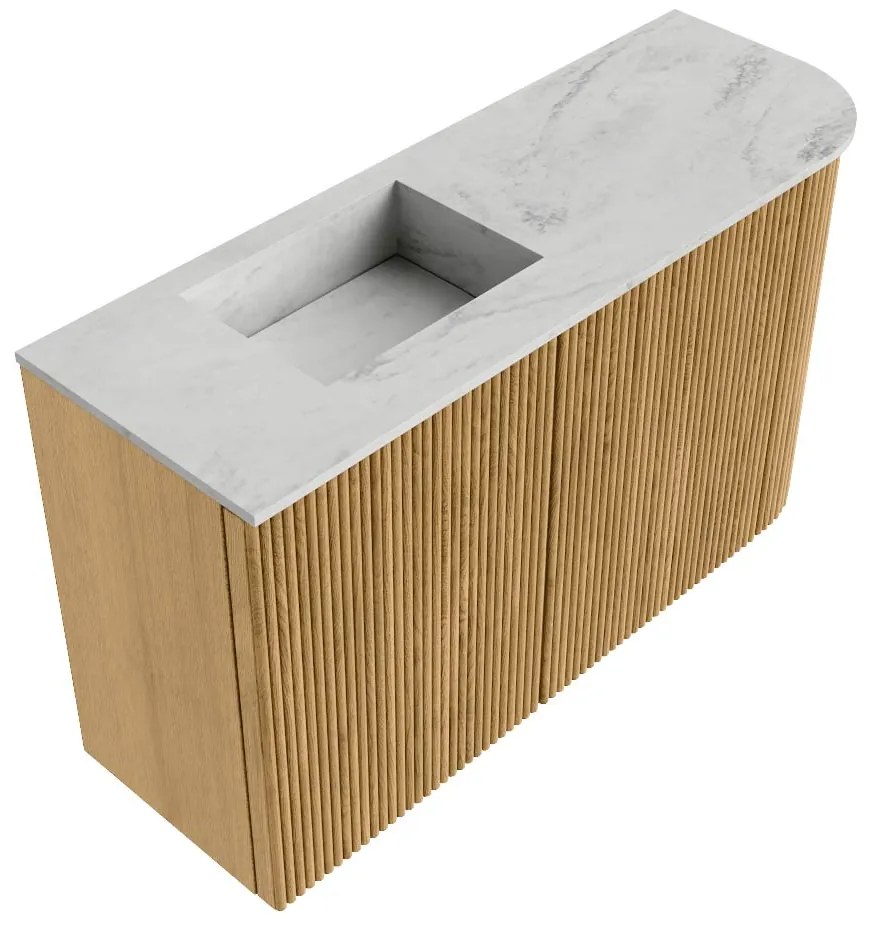 Mondiaz Joya DLux 70cm toiletmeubel ronding rechts oak met wastafel faye links 1 kraangat opalo