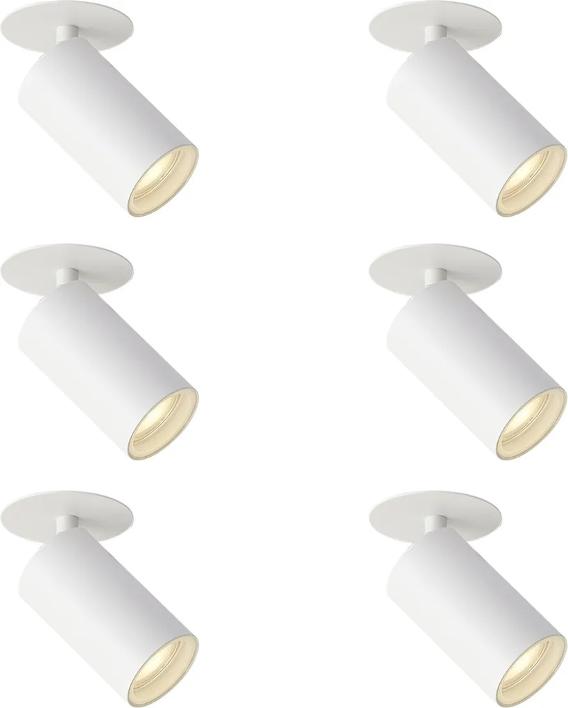 Set van 6 moderne inbouwspots wit GU10 50mm IP44 - Chels