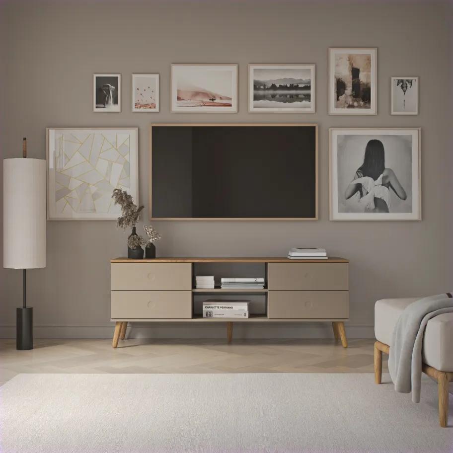 Tenzo Dot Tv-meubel - B162 X D43 X H60 Cm - Taupe
