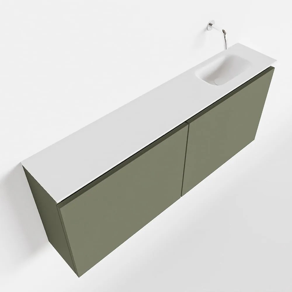 Mondiaz Ture 120cm toiletmeubel army met wastafel talc rechts geen kraangat