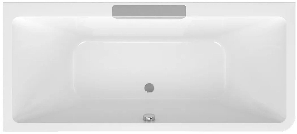 Polysan Monolith Cascata links half vrijstaand bad met RVS waterval uitloop 180x80cm