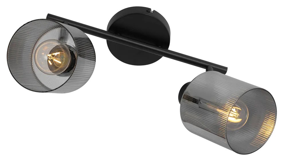 Plafondspot zwart met smoke glas 2-lichts verstelbaar - Laura