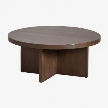 Ronde Salontafel Ø80 Cm Van Mindihout Leidam Donkerbruin Hout - Sklum