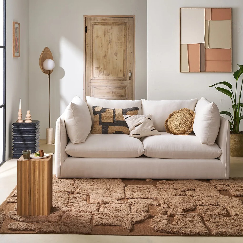 Rond kussen in jute, Ceylan