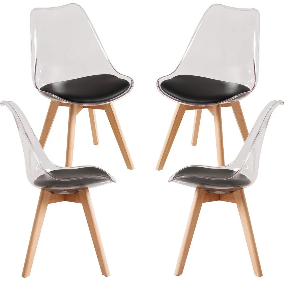 Set 4 Stoelen Synk Transparante Zitting