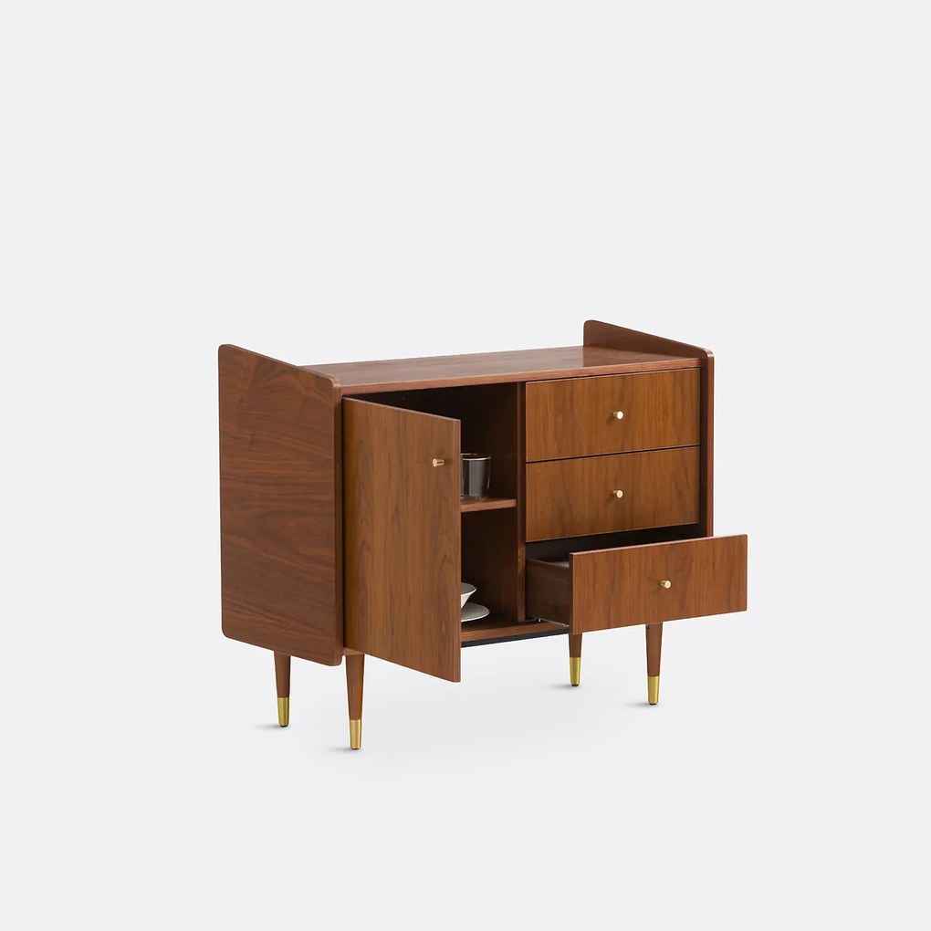 Klein vintage buffetkast in fineernotenhout, Ronda