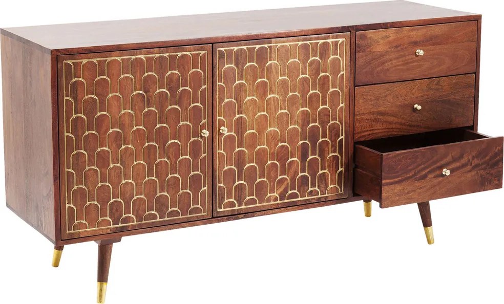 Retro Dressoir Mangohout Goud - 145x45x75cm.