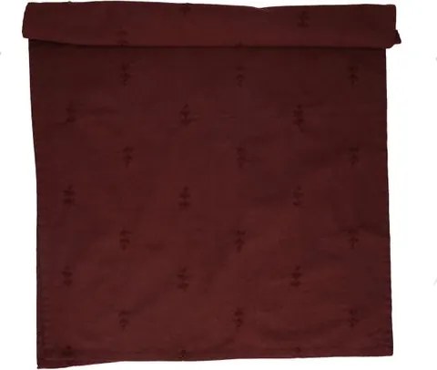 Tafelloper, GOTS bio-katoen, wijnrood, geborduurde takjes, 50 x 145 cm
