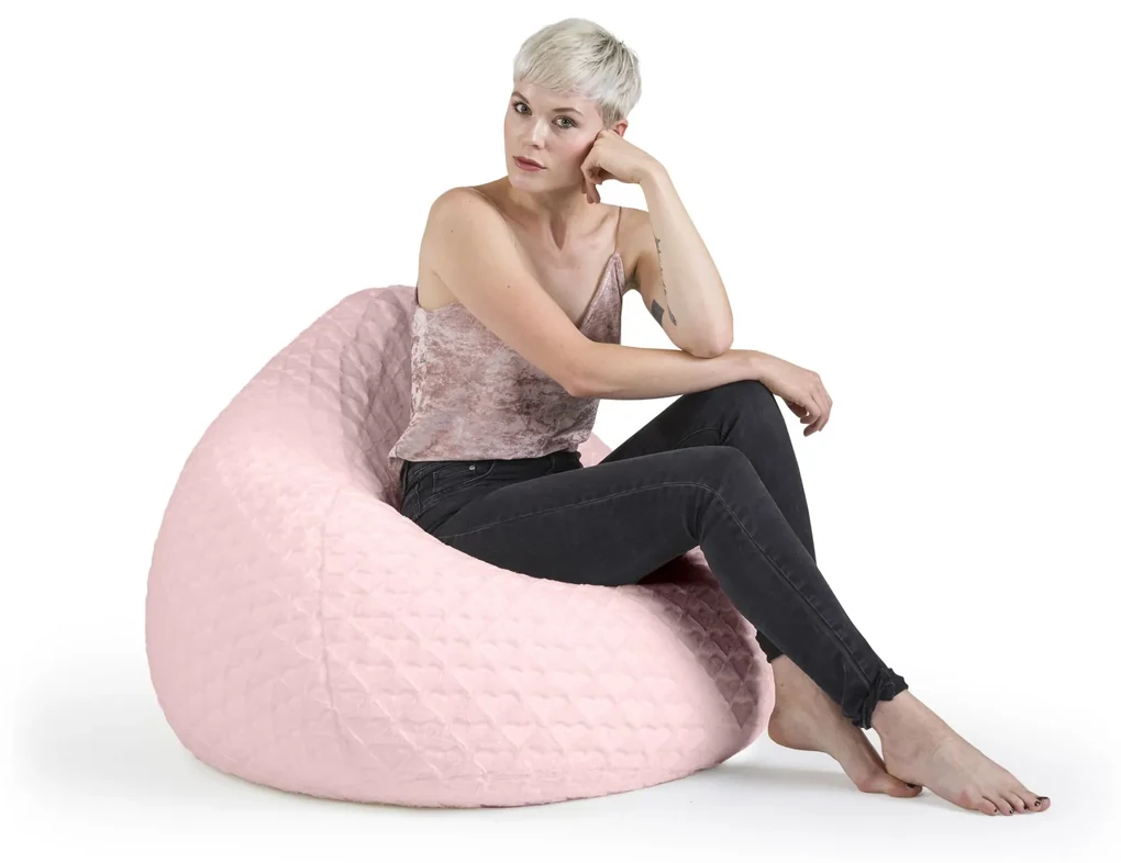 BeanBag Fluffy Hearts XL - Roze