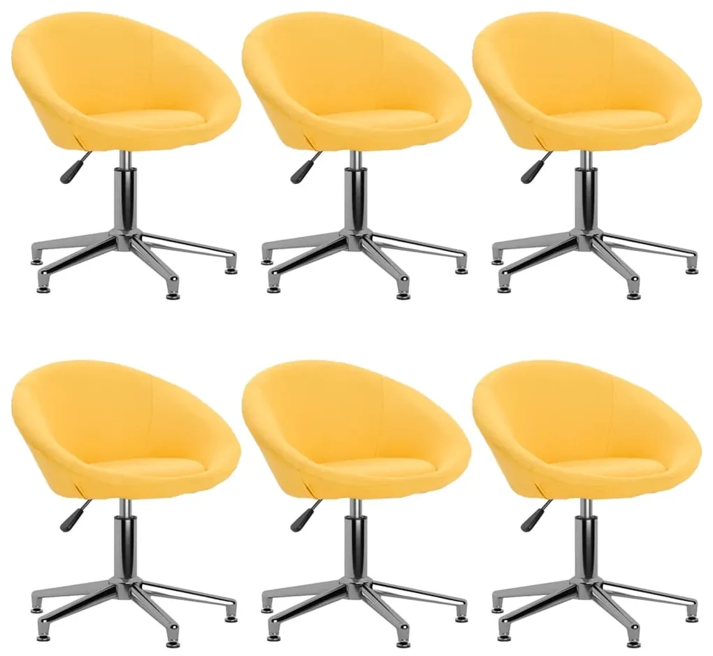 vidaXL Eetkamerstoelen draaibaar 6 st stof geel