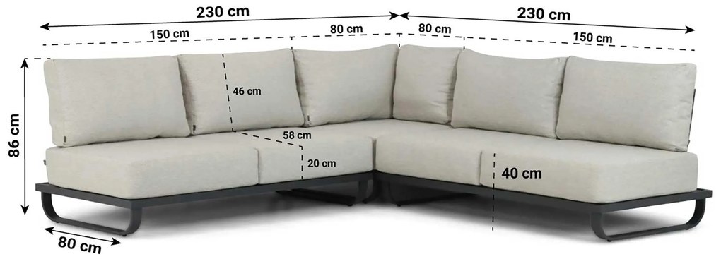 Hoek loungeset 5 personen Aluminium Grijs  Lifestyle Garden Furniture Venice