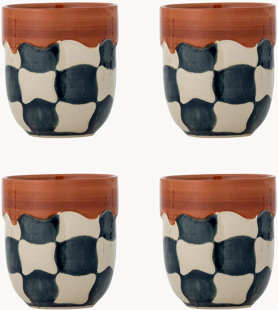 Handgemaakte kopjes Check, 4-delig