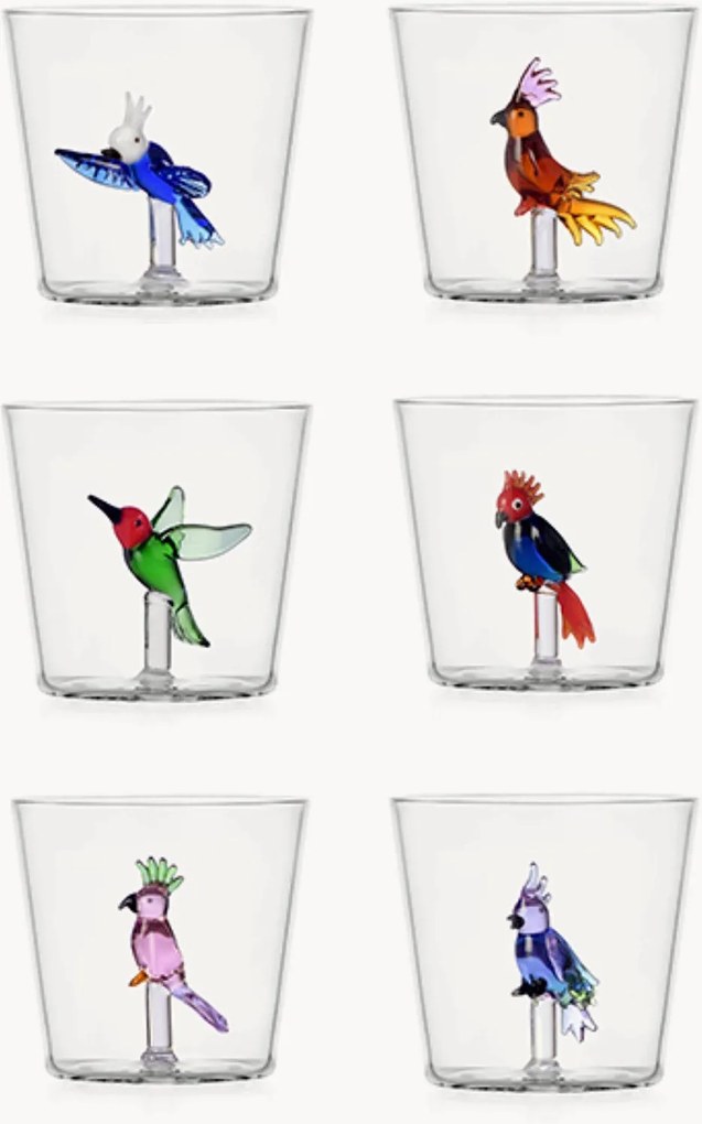 Handgemaakte borosilicaat glazen Talking Trees, 6-delig